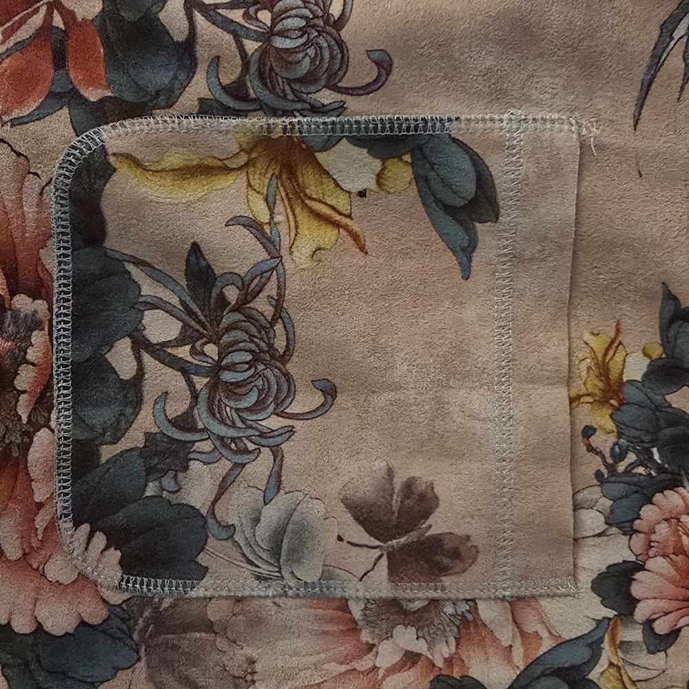 Solitaire Anthropologie Floral Faux Suede Open Front Jacket Size L - Picture 7 of 14